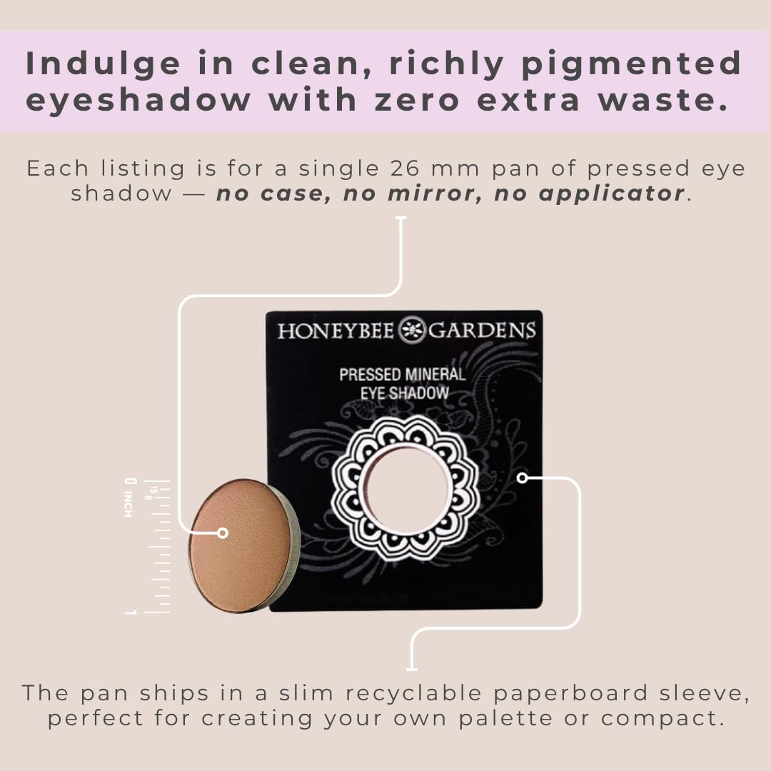 Honeybee Gardens Pressed Powder Eye Shadow Single Refill, Canterbury, Matte Light Dusty Plum, Long-Wearing Crease-Resistant Mineral Color with Botanicals, No Case or Applicator