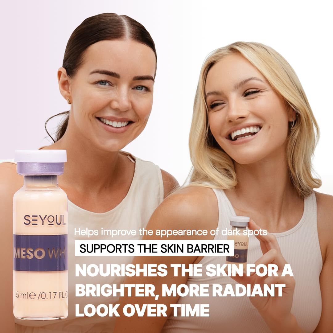 SEYOUL Meso White Brightening Serum for Dark Spots & Uneven Skin Tone – Diacetylboldine, Niacinamide & Hyaluronic Acid – Hydrating Facial Ampoules – 6 Vials
