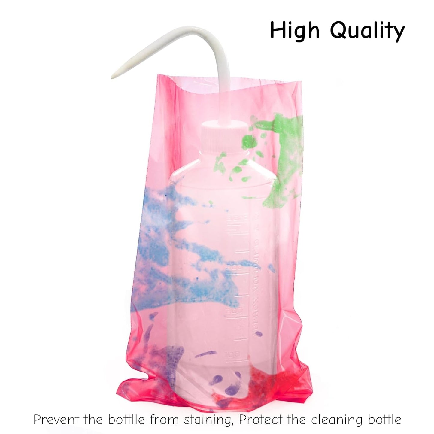 ZOOFOX 500 Disposable Tattoo Wash Bottle Bags - Pink Odorless Squeeze Covers | Ideal for Tattoo Supplies