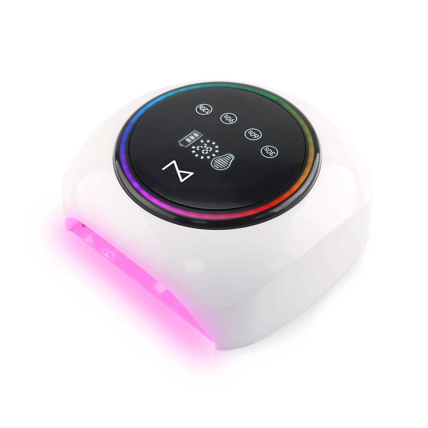 M - HaloLite LED Nail Curing Lamp 98W, 32 LEDs, Wireless Rechargeable with 5200mAh Battery, Fast UV/LED Gel Nail Dryer for Salon & Home Use, Long-Lasting, Portable, Cordless Design (Black)