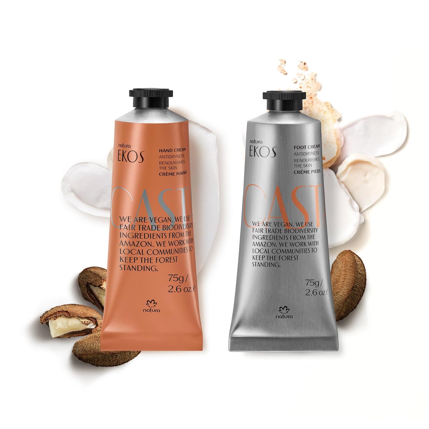 natura – Castanha Hand & Foot Cream Bundle Duo – Nourishing Set with Brazil Nut Oil – Deep Hydration for Dry Skin, Soothes & Softens, Vegan & Cruelty-Free Skincare – 2 x 2.6 oz (75g)