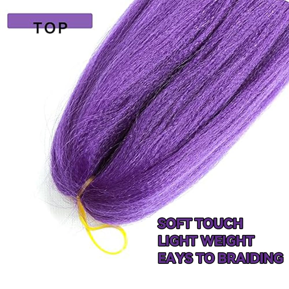 Long Purple Braiding Hair -24 Inch Braiding Hair Pre Stretched Synthetic Braiding hair Extensions for Braids for Party Halloween Costume Cosplay (Purple, 24 Inch)