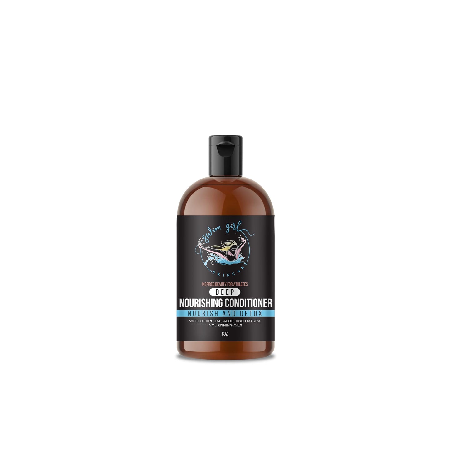 Swim Girl Skincare | Deep Nourishing Conditioner | Nourish and Detox | With Charcoal, Aloe, and Natural Nourishing Oils | Inspired Beauty for Athletes | 8 fl oz (Pack of 1)
