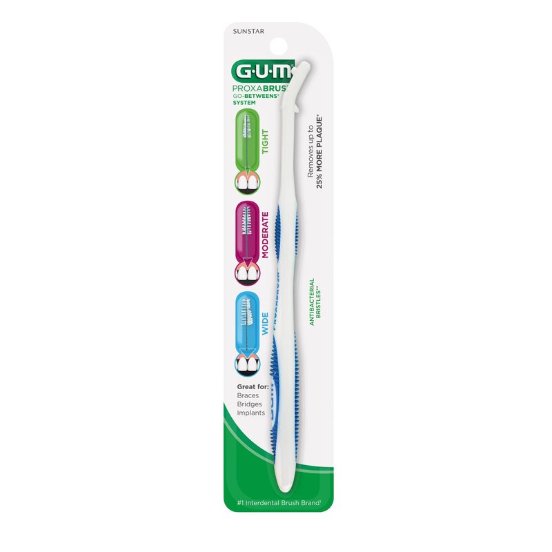 GUM Proxabrush Permanent Handle Refills - Compatible with Go-Betweens Interdental Brushes - Floss Picks for Teeth, Braces, and Implants (6pk)