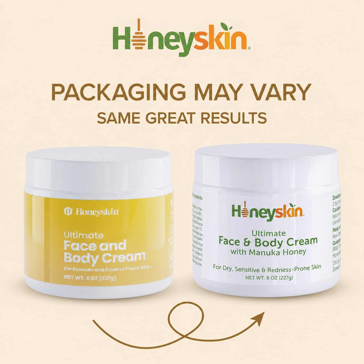 Honeyskin Ultimate Face & Body Cream with Manuka Honey MGO 514+ - Organic Hydrating Moisturizer for Extremely Dry, Sensitive Skin - Soothing Cream for Dry, Itchy & Flaky Skin 8oz