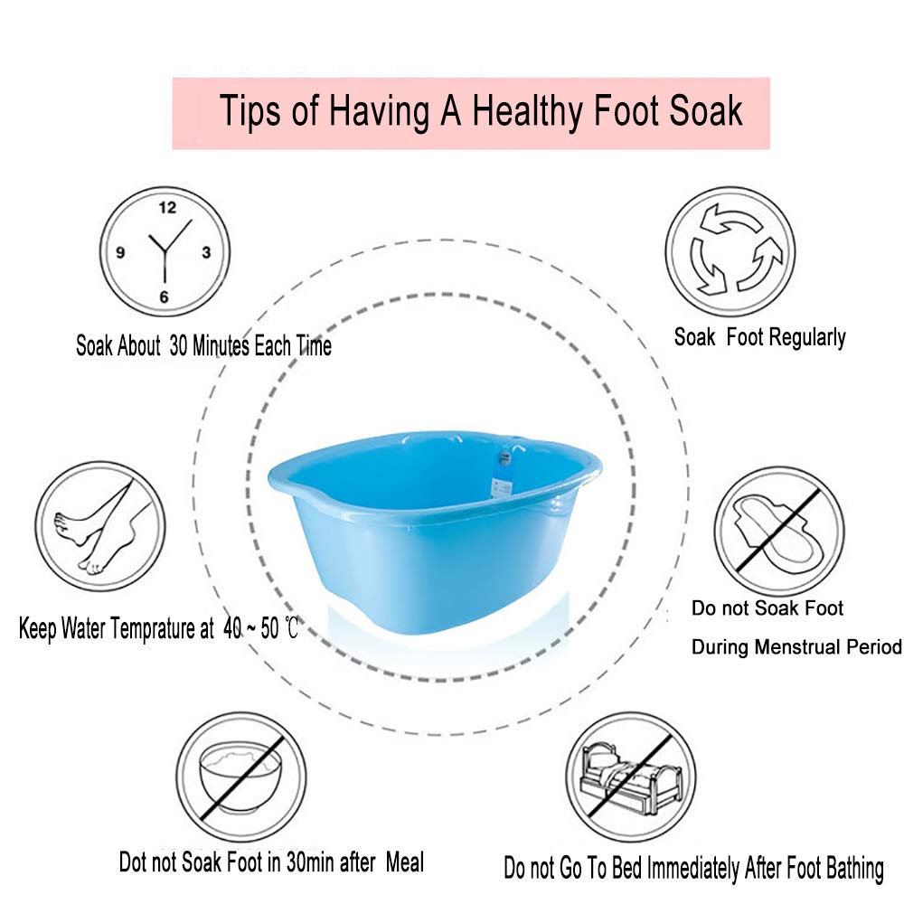 Lemoncy Large Plastic Foot Basin Bath Spa Tub Feet Massage for Soaking Foot,Toe Nails, and Ankles,Pedicure,Improved Sturdy Portable Feet Tub Pink