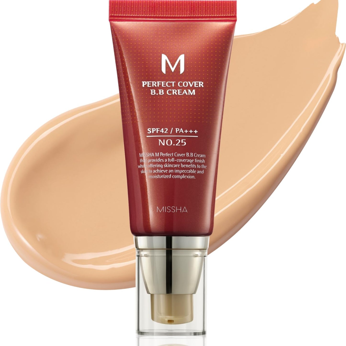 MISSHA M Perfect Cover BB Cream No. 25 - Tinted Moisturizer with SPF 42 for Warm Undertones | 1.69 Fl Oz
