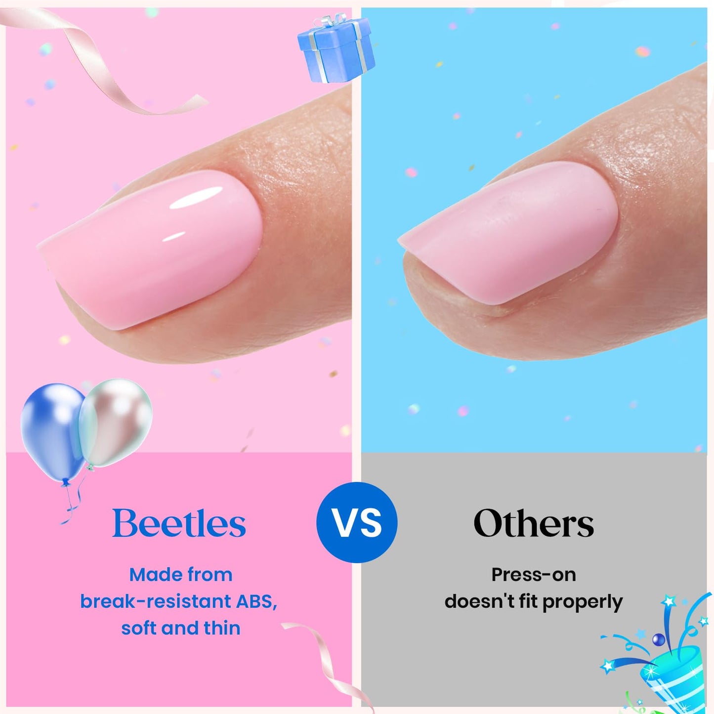 Beetles Press on Nails Kit 720Pcs 24 Colors, Short Almond Press on Nail Glossy Matte Glitter with Nail Glue & Nail Tabs Stickers, Natural Fit Lightweight Fake Nails Kit Art for Women Girls