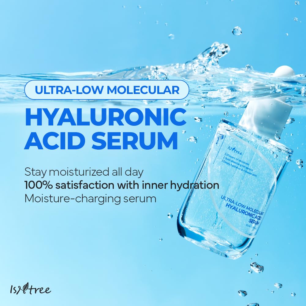 ISNTREE Ultra-Low Molecular Hyaluronic Acid Toner 300ml, 10.14 fl oz + Ultra-Low Molecular Hyaluronic Acid Serum 50ml, 1.69 fl oz