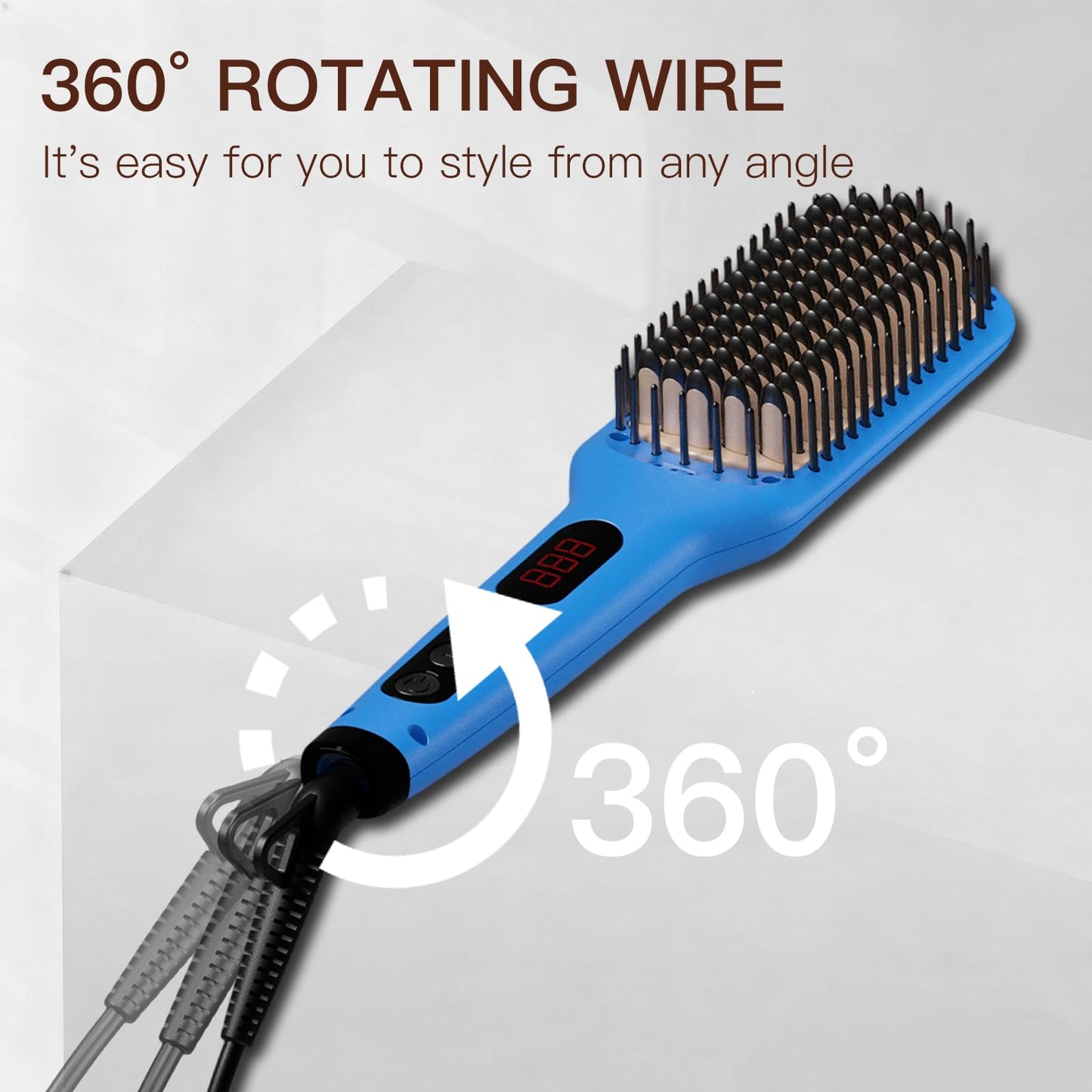 MEGAWISE Ionic Ceramic Hair Straightener Brush, 20-Second Fast Heating Ionic Hot Brush for Smooth, Frizz-Free Hair, Anti-Scald with Auto Shut-Off, Easy Daily Styling for All Hair Types