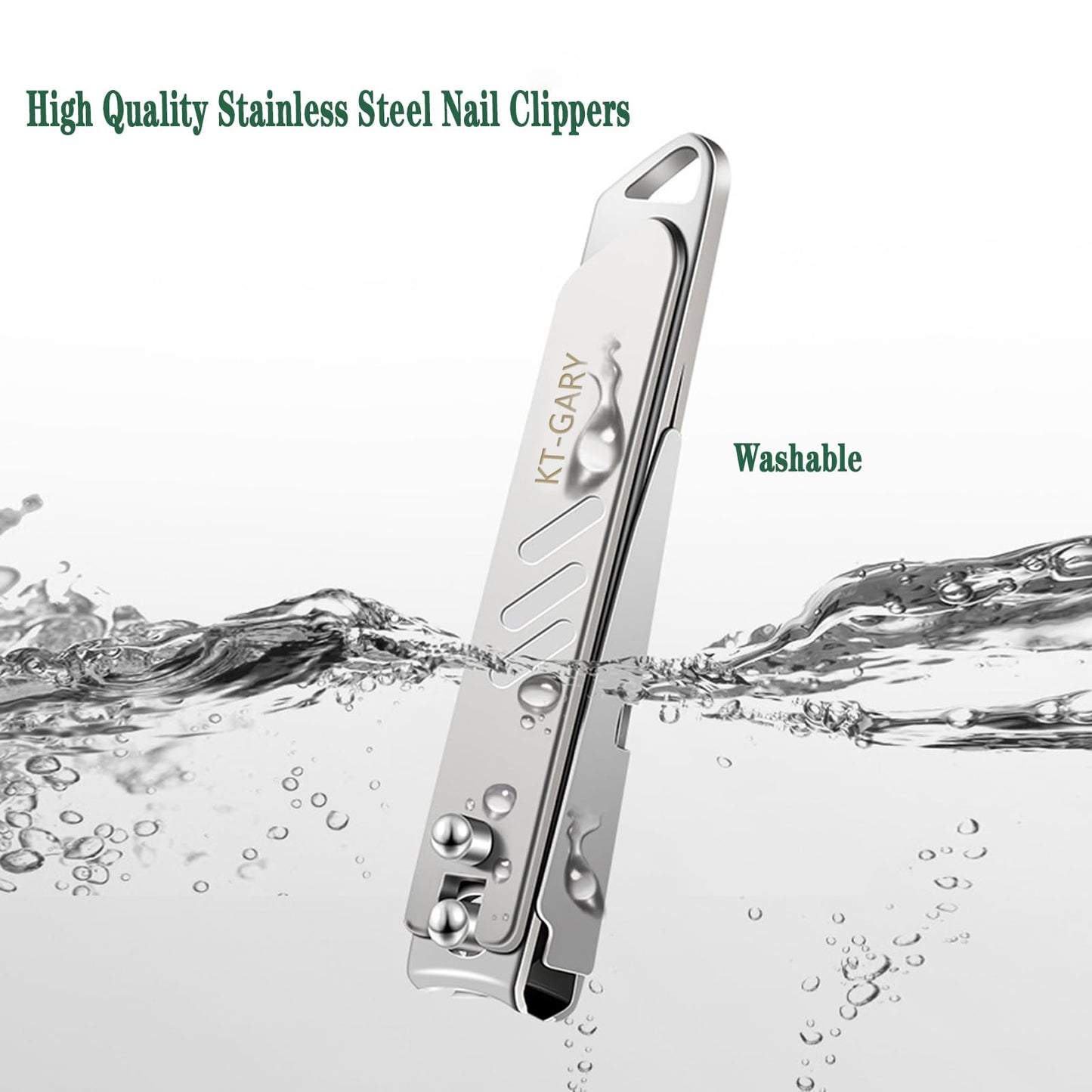 KT-GARY Nail Clippers Set,4pcs Anti Splash Nail Clippers with Nail File,Professional Stainless Steel Finger&Toenail Clippers Nail Cutter for Men& Women