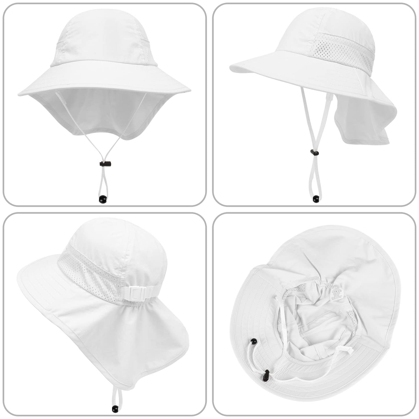 2-Pack Toddler Baby Sun Hat Kids Summer UPF 50+ for Boys Girls Adjustable Beach Hats with Bucket Wide Brim Age 1-7 Years(Grey+White,Medium)