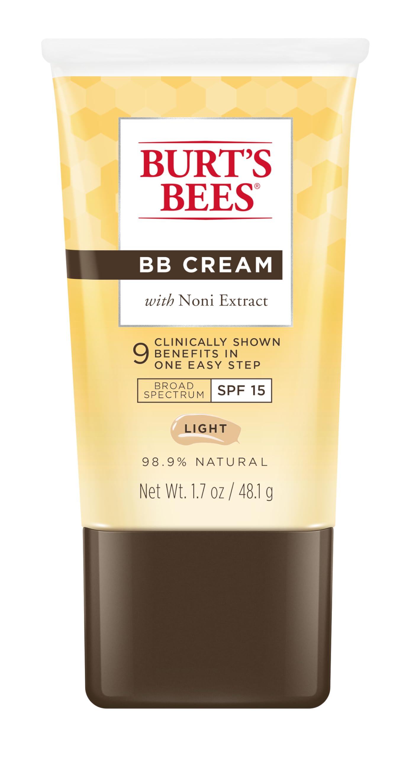 Burt's Bees BB Cream With SPF 15, Broad-Spectrum Sunscreen Tinted Lotion for All Skin Types, 98.9 Percent Natural Origin Skin Care, Medium, 1.7 oz. Tube