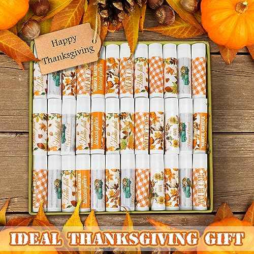 50 Pcs Thanksgiving Lip Balms Friendsgiving Party Favors Bulk Thanksgiving Lip Balm Fall Party Gifts Autumn Basket Stuffers Small Thank You Gift for Women Men Staffs (Honey Flavor)