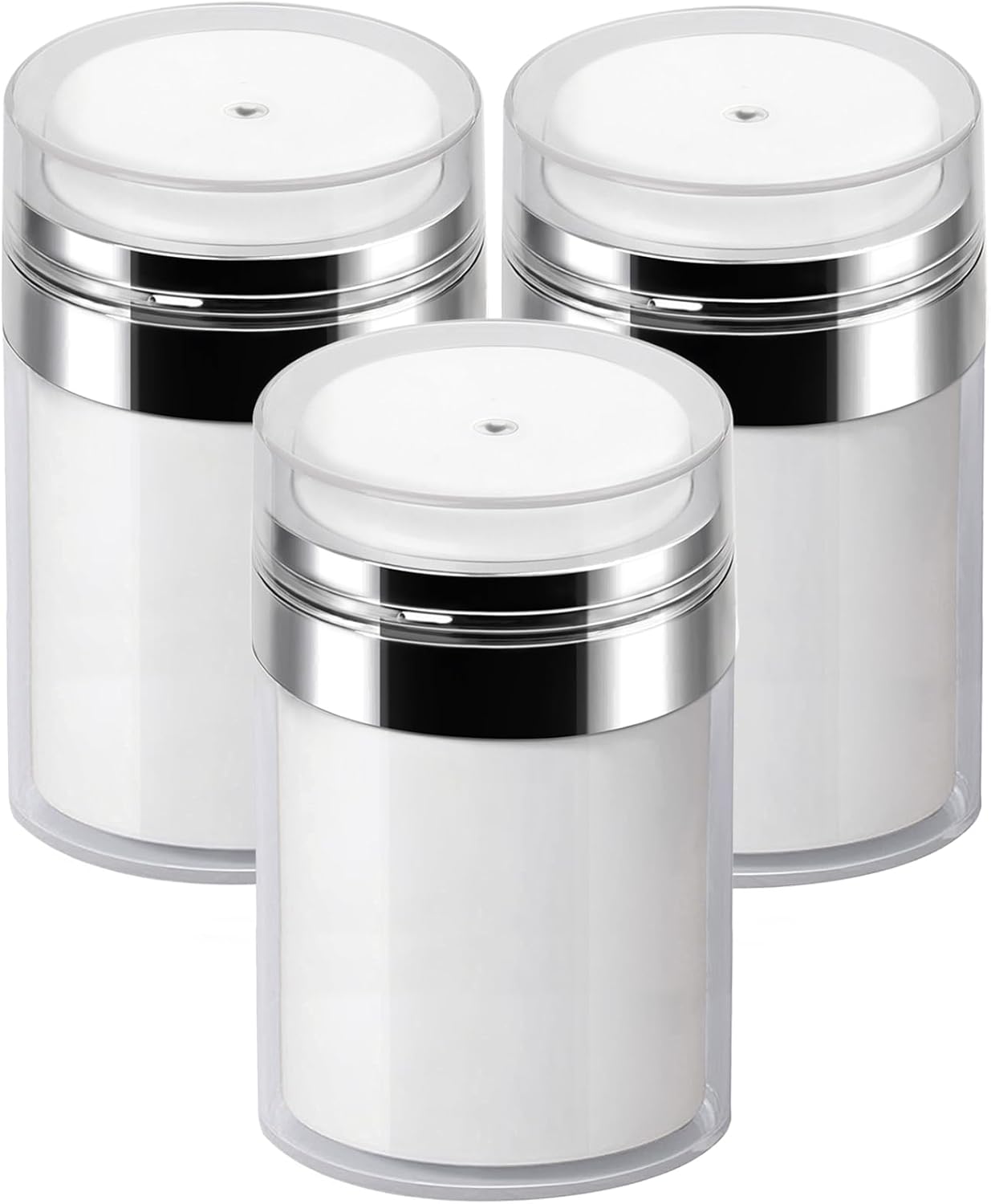 Airless Pump Jars - 3-Pack 3.5 Oz Lotion Dispenser Containers | Empty Cosmetic Bottles