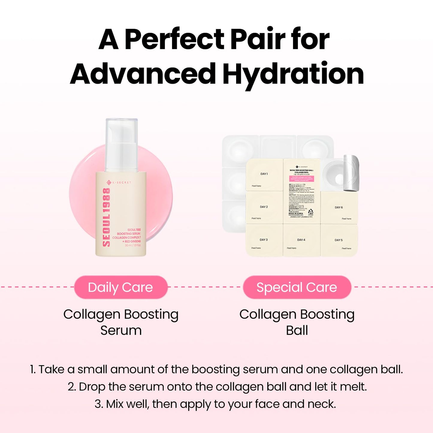 K-SECRET SEOUL 1988 Collagen Boosting Ball – Freeze-Dried 100% Hydrolyzed Collagen | Nourishing Care for Dry Skin & Fine Lines | Korean Skincare, 7 Capsules