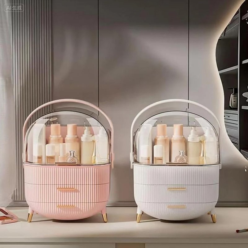 Bleutty Clear Makeup Organizer Countertop with Drawers and Lid, Dustproof Organizers and Storage for Bathroom Vanity, Ideal for Cosmetic, Beauty Supplies -Black