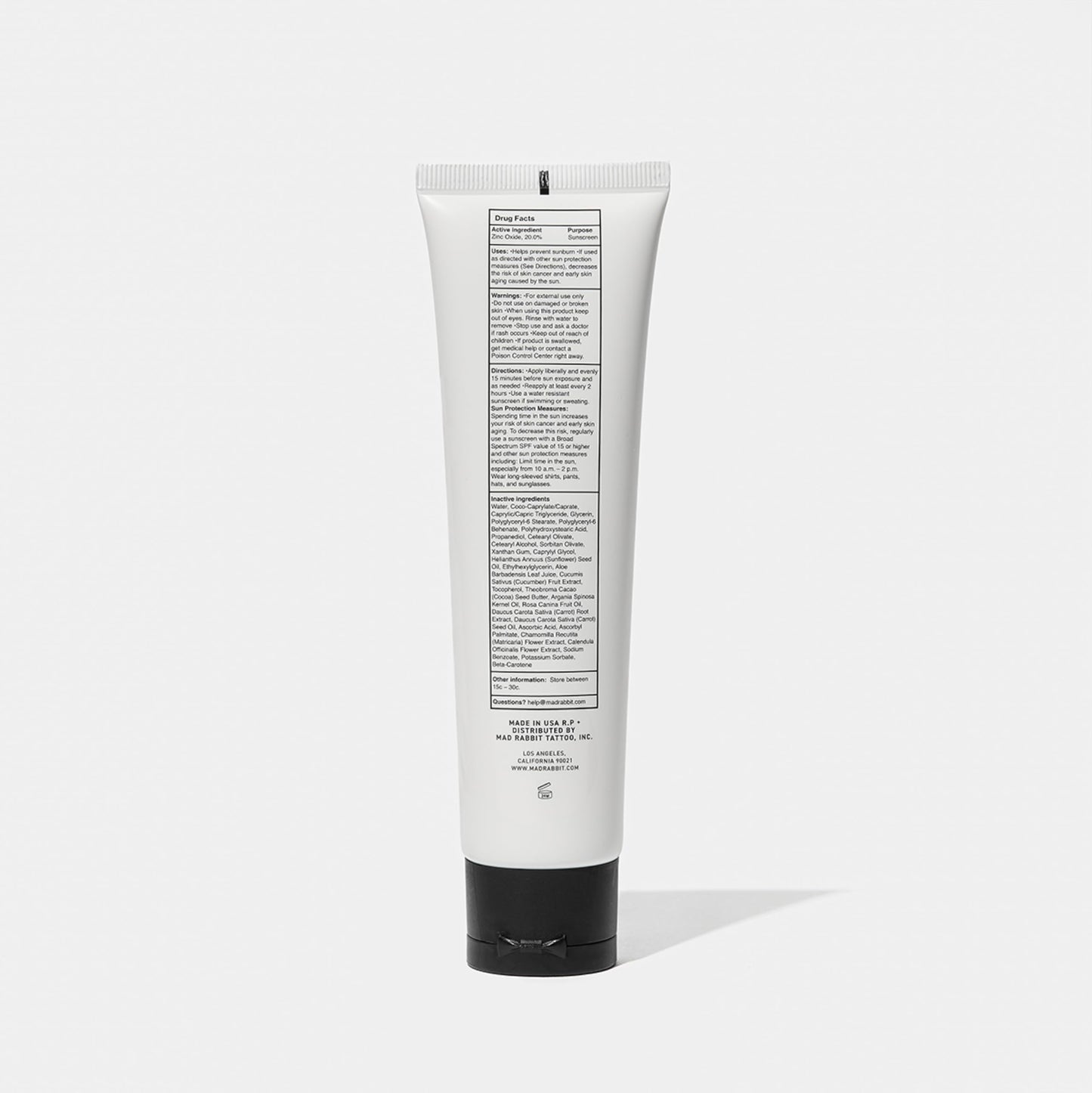 Mad Rabbit Defend Tattoo Sunscreen- SPF 30 100mL Tube- Mineral Sunscreen Lotion - Tattoo Fade Protection and Moisturizer, Anti-Aging Formula