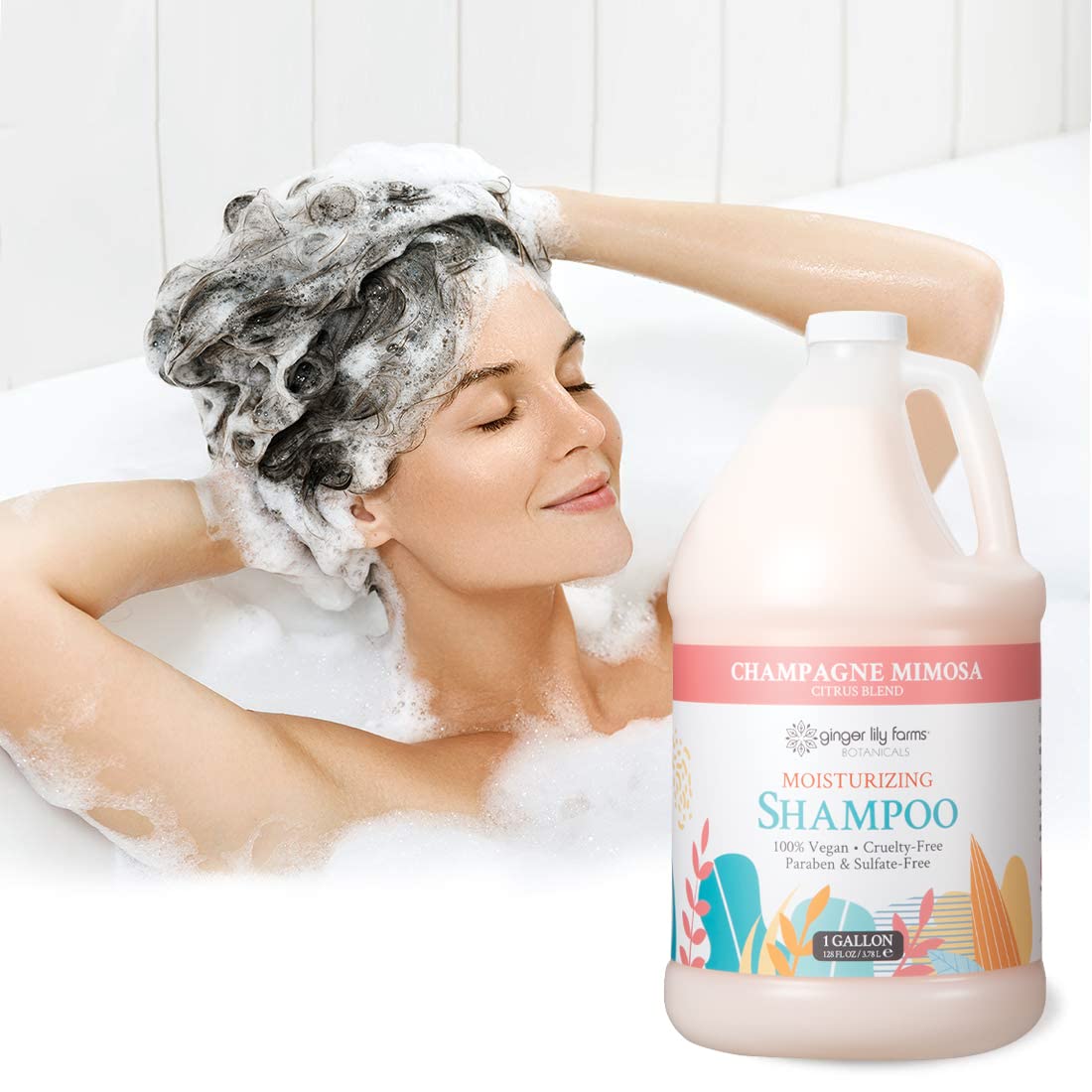 Ginger Lily Farms Moisturizing Shampoo - Vegan Citrus Blend | 1 Gallon Refill for All Hair Types