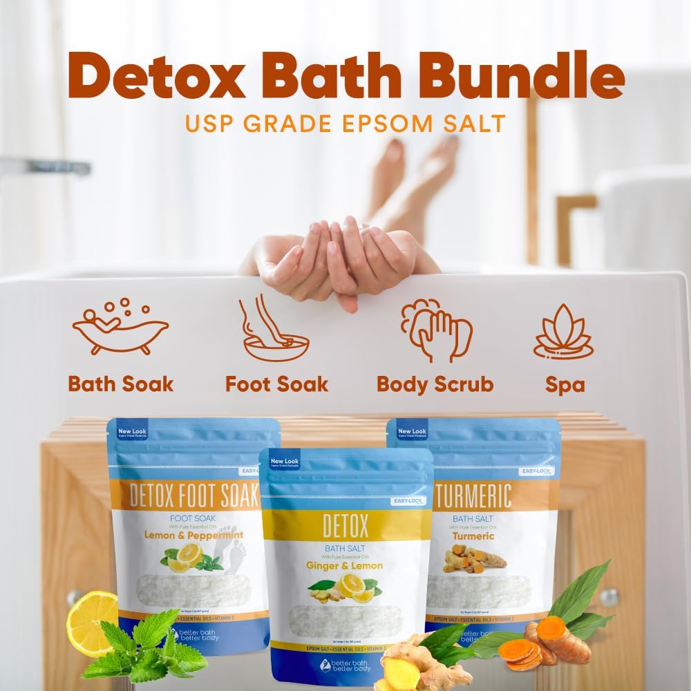 Detox Bath Bundle | 3-Pack Detoxifying Soaks with Epsom Salt & Essential Oils - 2 Lbs Each