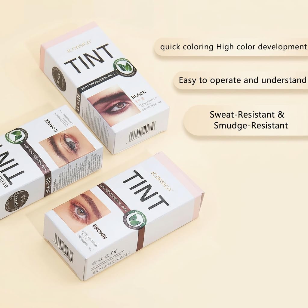 Eyelash & Eyebrow Color Kit, Professional Brown Color Set for Lashes and Brows, Natural Ingredients Stay-True Vibrant Color, Safe & Easy to Use 7ml (Brown)