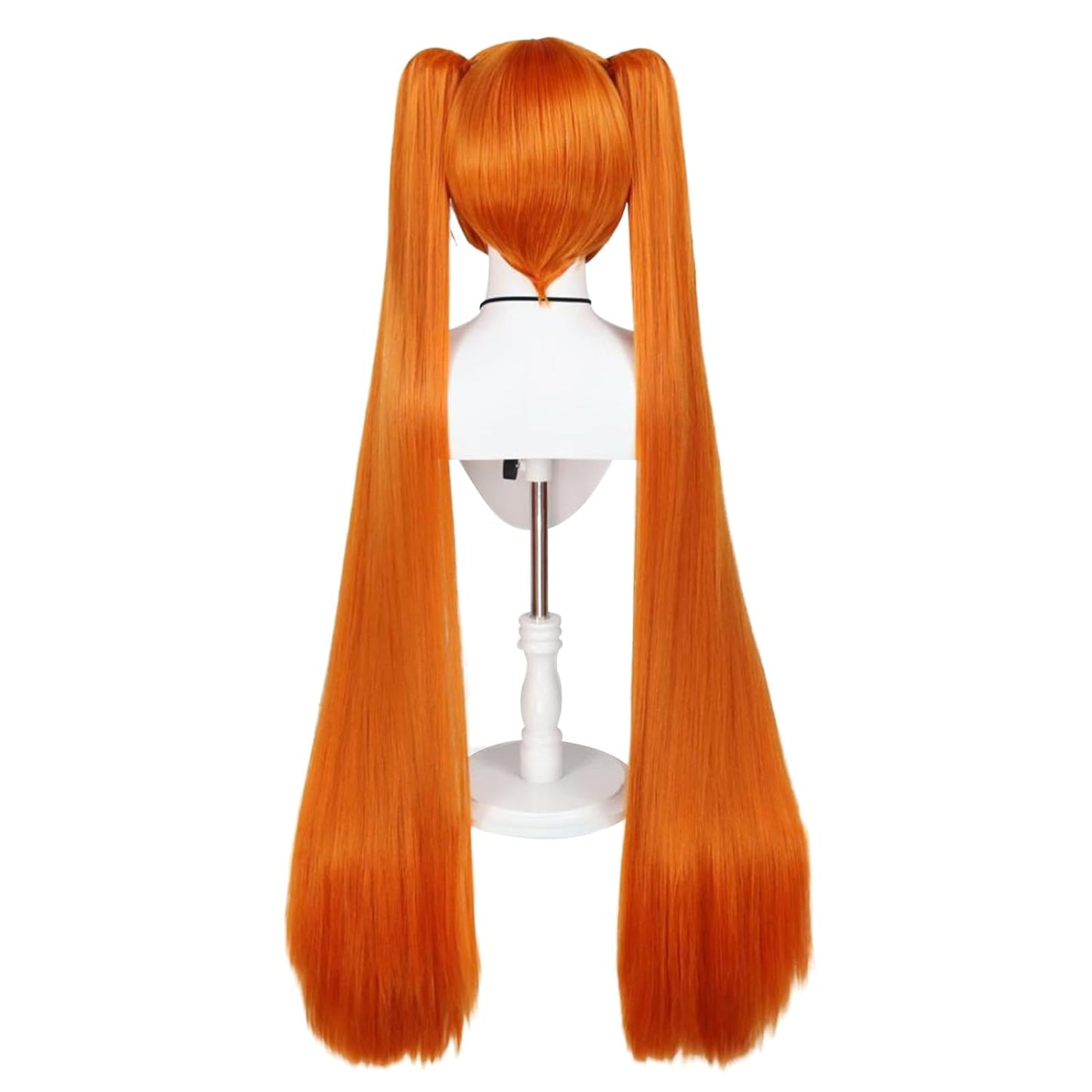 Long Double Clip Ponytail Wig for Women - Vibrant Orange Cosplay Hair