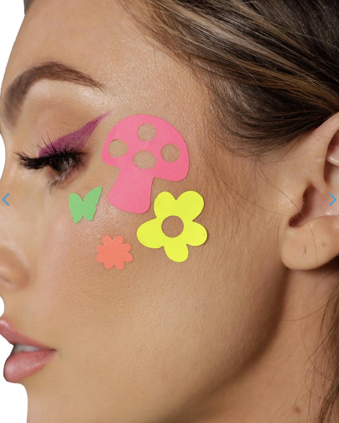 Sasswear Blacklight Body Stickers - Neon Fashion Accessories for Raves, Festivals and Glow Parties, 40/pk (Mushroom)