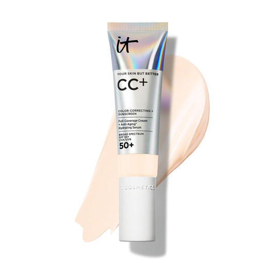 IT Cosmetics CC+ Cream (Neutral Rich) - Natural Full Coverage Foundation With SPF 50+, Color Corrector & Anti-Aging Hydrating Serum, Hyaluronic Acid + Peptides, Lightweight - 1.08 fl oz