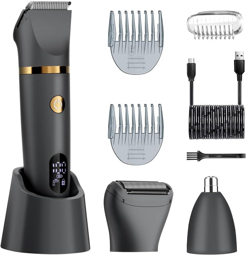 Men's Ball Shaver - 3-in-1 Body Hair Trimmer & Pubic Shaver with Titanium Blades | IPX7 Waterproof, LED Display