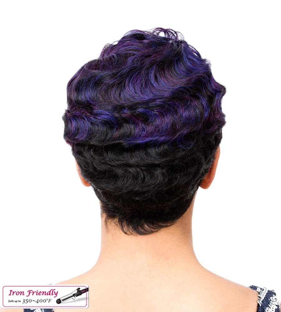 Nuna Synthetic Hair Wig - Natural Dark Extra with Burgundy Highlights | Stylish & Versatile