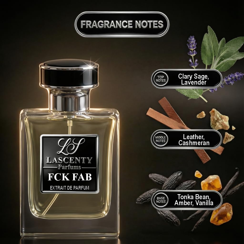 LaScenty FCK FAB Inspired by F. Fabulous, Leather Vanilla Tonka Perfume and Cologne for Men and Women, Long Lasting Intense Fragrance with Strong High Projection, 50 ml EDP