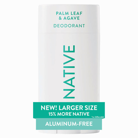 Native Aluminum Free Deodorant, Palm Leaf & Agave, Large Size Stick, 72 Hour Odor Control, for Women & Men, Contains Naturally Derived Ingredients, 3.1 oz