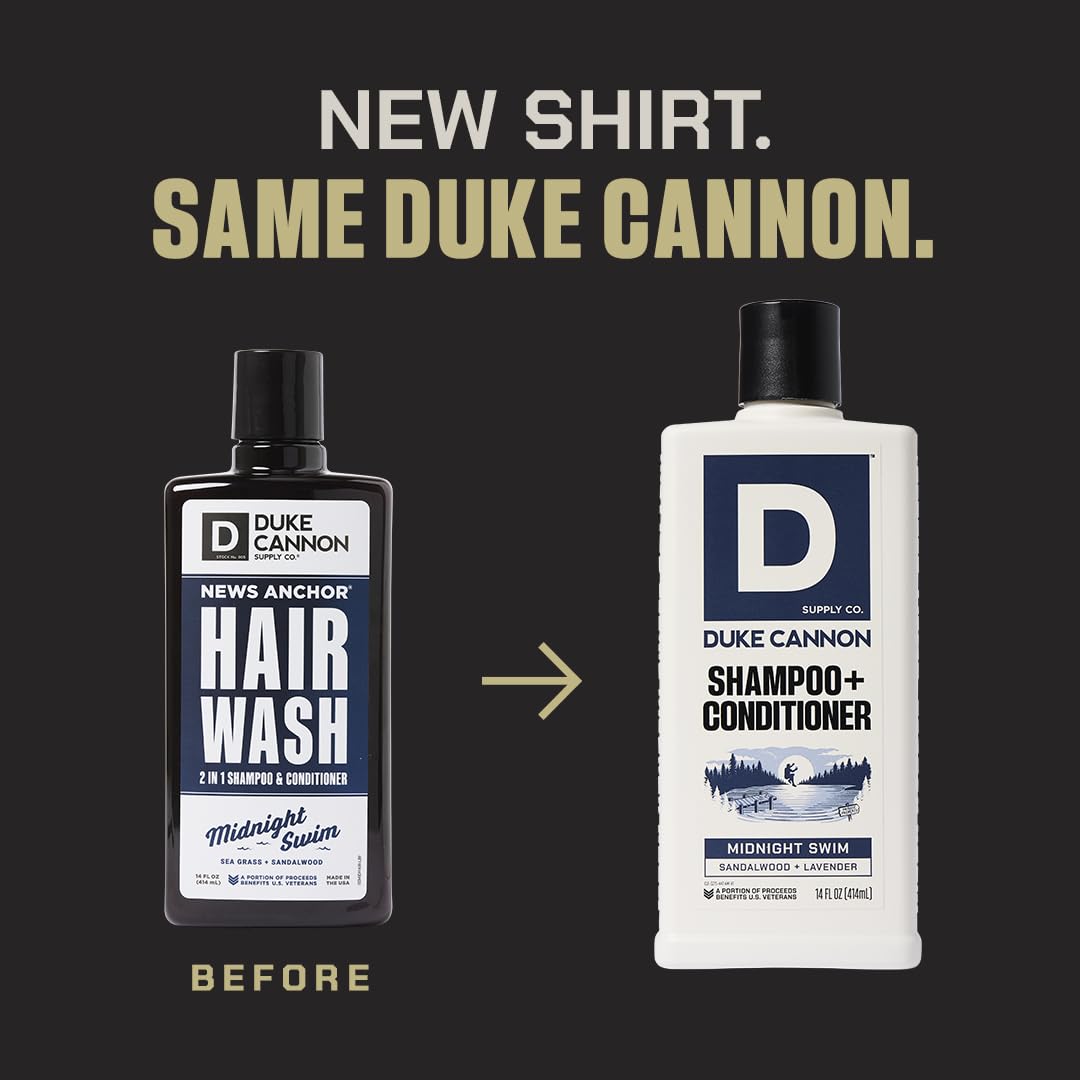 Duke Cannon Shampoo & Conditioner 3-Pack – Sawtooth, Midnight Swim, Naval Diplomacy – Premium Men’s Hair Care, Invigorating Scents, Sulfate-Free, Natural Ingredients, Nourishing (14 oz)