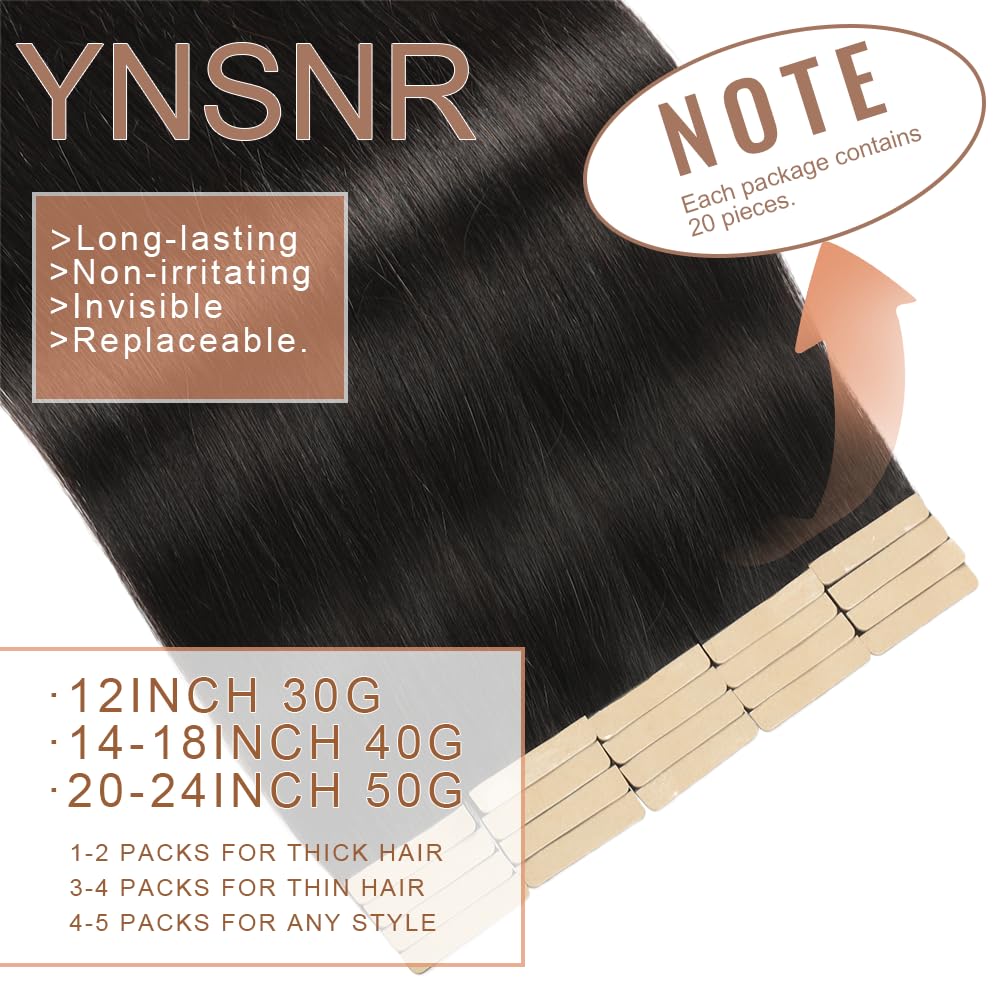 Tape in Hair Extensions Human Hair Dark Brown Hair Extensions 18 Inch 20pcs Remy Straight Human Hair Tape in Extensions Skin Weft Tape Extensions Human Hair