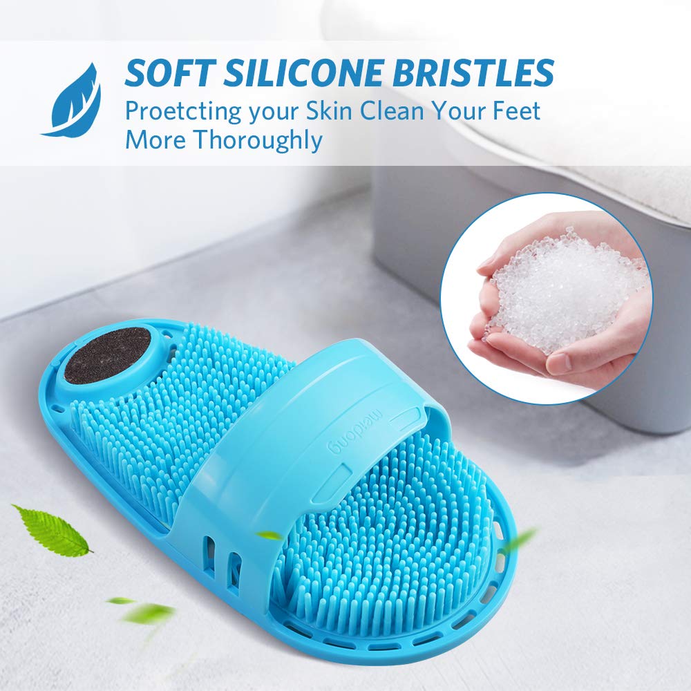 meidong Silicone Shower Foot Scrubber Personal Foot Massage and Cleaning, Non-Slip Foot Scrubber for Men and Women (1PCS Blue)