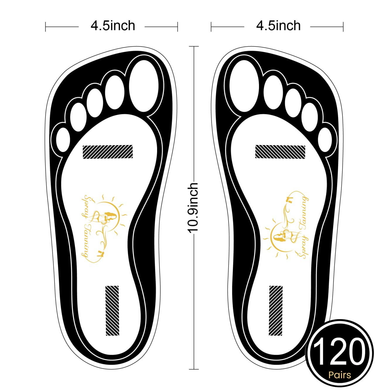 Disposable Black Tanning Feet Pads - 120 Pairs for Sunless Spray Tan Protection | Foot-Shaped Design