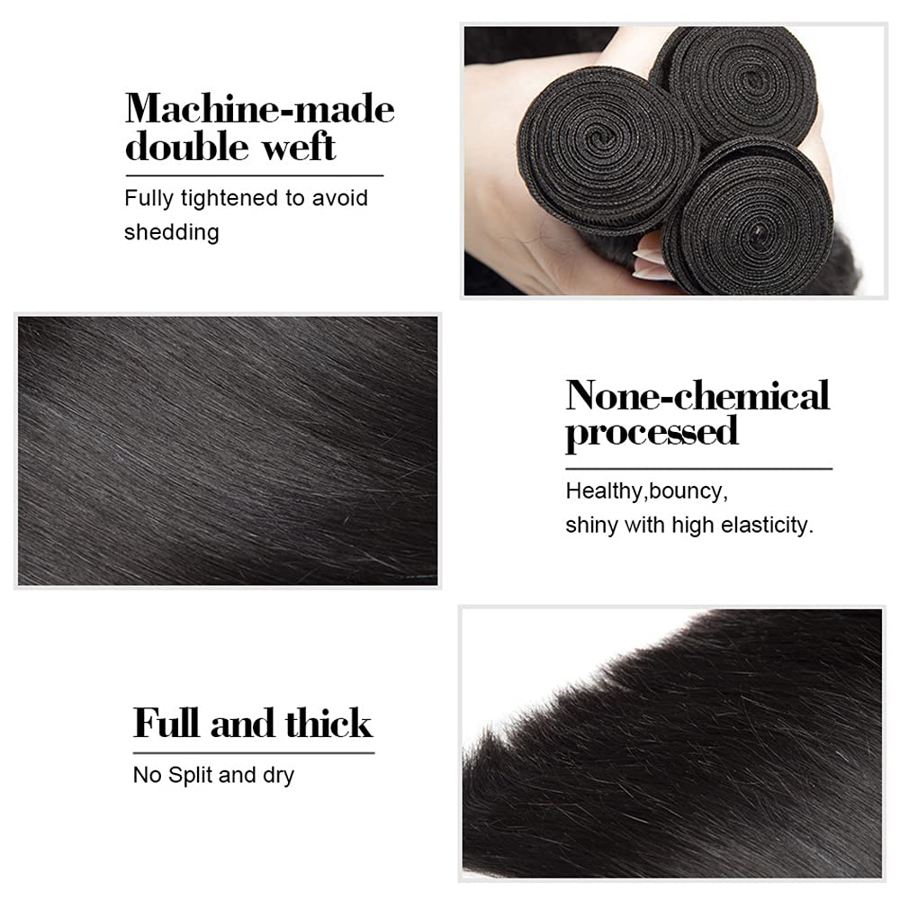 18 20 22 inch Straight Human Hair Bundles Brazilian Straight 3 Bundles Unprocessed Virgin Brazilian Remy Human Hair Natural Black Straight Weave Human Hair Bundles