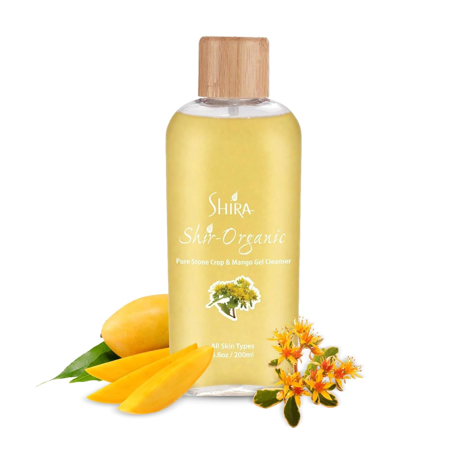 Shira Shir Organic Stone Crop & Mango Gel Cleanser - Hydrating Face Wash for Smooth Skin | 200ml, Natural Ingredients