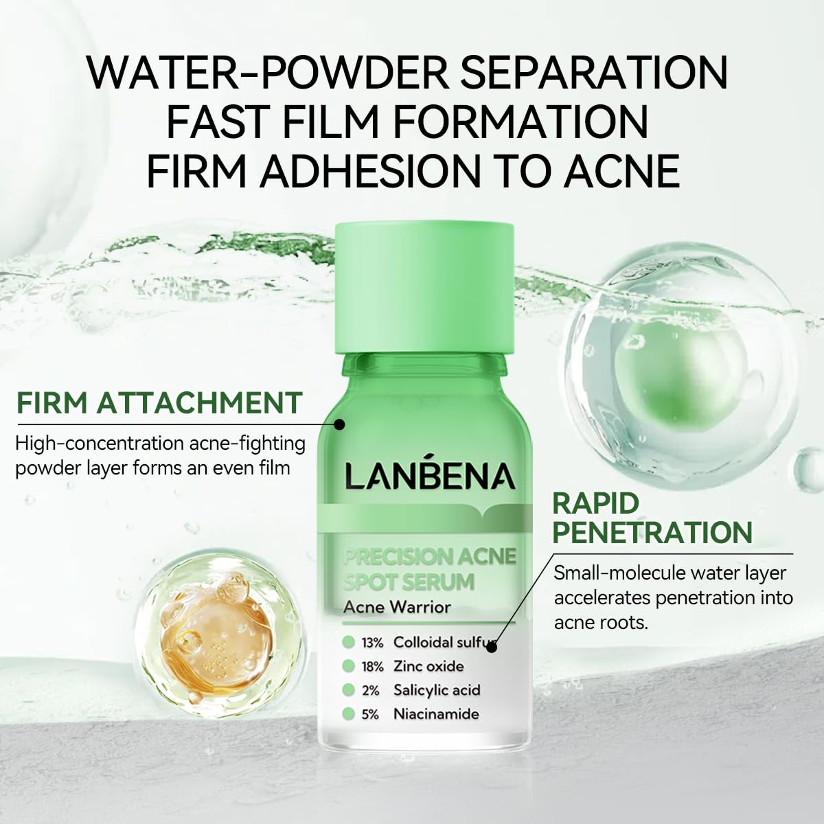 LANBENA Acne Spot Treatment Serum - Overnight Drying Lotion for Pimples & Blemishes | 1 Fl Oz