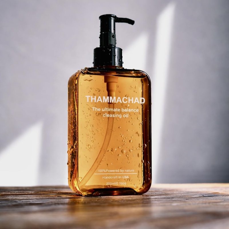 Thammachad Oil Cleanser Makeup Remover - Cleansing Oil for Sensitive Skin with Moringa & Camellia - First-Step Face Cleanser for Sunscreen and Daily Makeup, 200ml