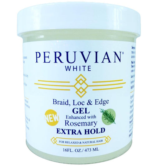 Peruvian white Braid, Loc, and Edge Gel EXTRA HOLD for Relaxed & Natural Hair, 16 oz. (Rosemary)