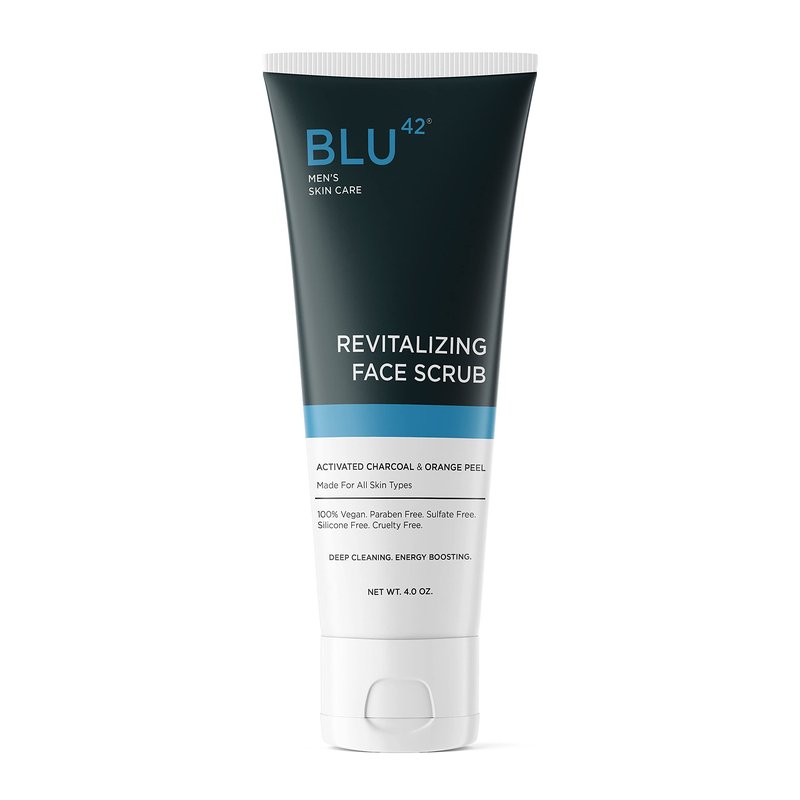 Face Scrub for Men by Blu42 – Exfoliating Facial Cleanser with Natural Ingredients – Deep Clean for Oily & Acne-Prone Skin – 4 oz