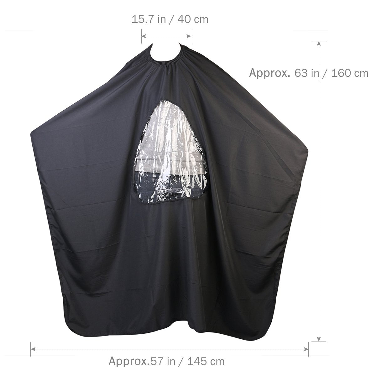 ULTNICE Salon Home Barbers Hairdressing Cape Gown with Viewing Window for Hair Cutting 63 * 57"(Black)