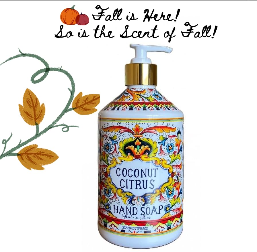 Villa Flora Hand Soap Set - Assorted Scents (Sea Salt Verbena, Coconut Citrus) - 16 fl oz Bottles, Pack of 4