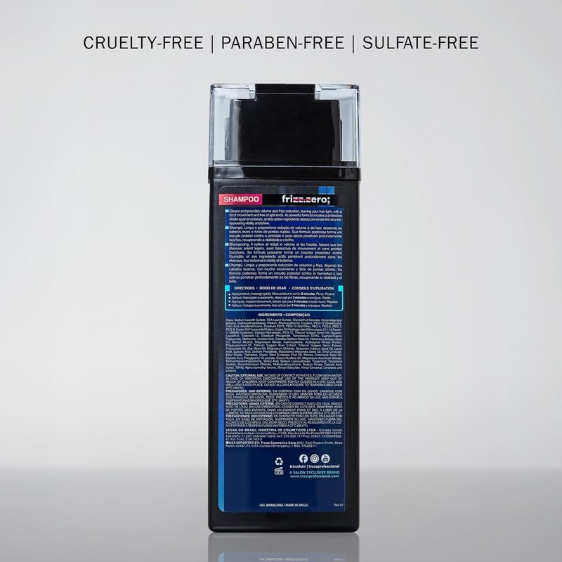 Truss Frizz Zero Shampoo - Shampoo For Frizzy Hair - Anti Frizz, Anti Humidity Formula Protects Against Moisture While Providing Volume And Shine And Free Of Split Ends