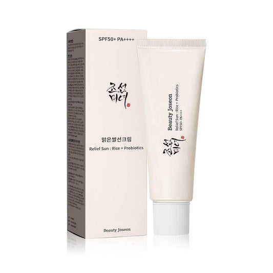 Relief Sun Organic Korean sunscreen SPF50+, PA++++ Riceand Probiotics | Korean Skin Care Solution for All Skin TypesNourishing Skin Protection and UV Def