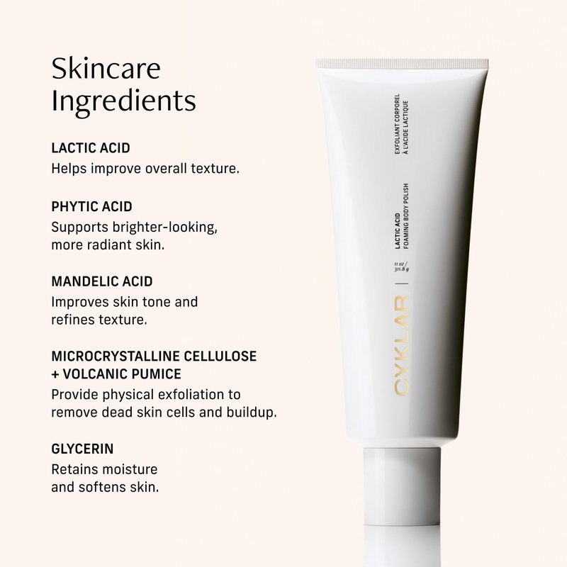 Lactic Acid Body Polish - Chemical Exfoliator with AHAs & Volcanic Pumice for Hydrated Skin | 11 fl oz