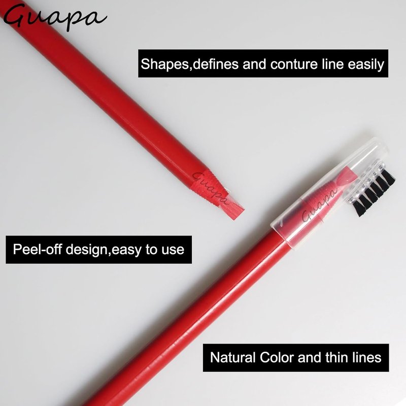 Peel-Off Hard Brow Pencil Set - Waterproof Eyebrow Mapping Tool for Precise Shaping | 5 Colors: Black, White, Brown, Red