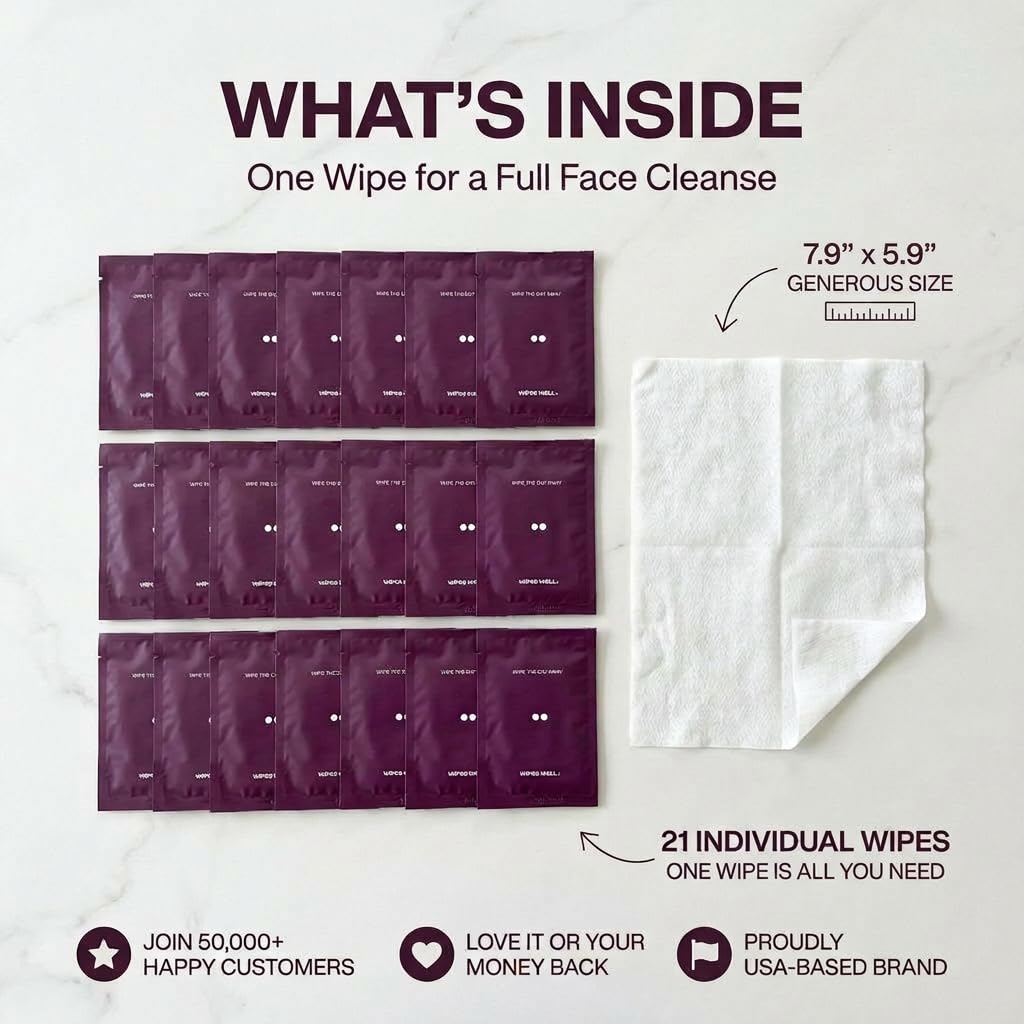 Makeup Remover Wipes Individually Wrapped Travel Size Face Wipes - 21ct