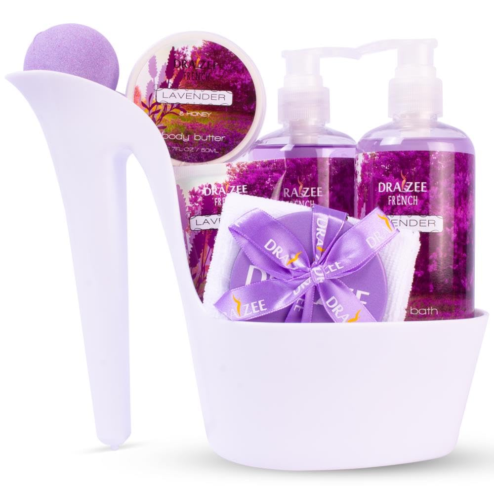 Draizee Heel Shoe Spa Gift Basket for Women, 8 Pc Lavender Scented